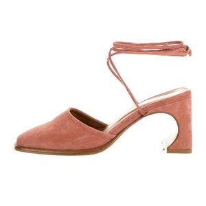 By Far - light pink mauve tie up heels